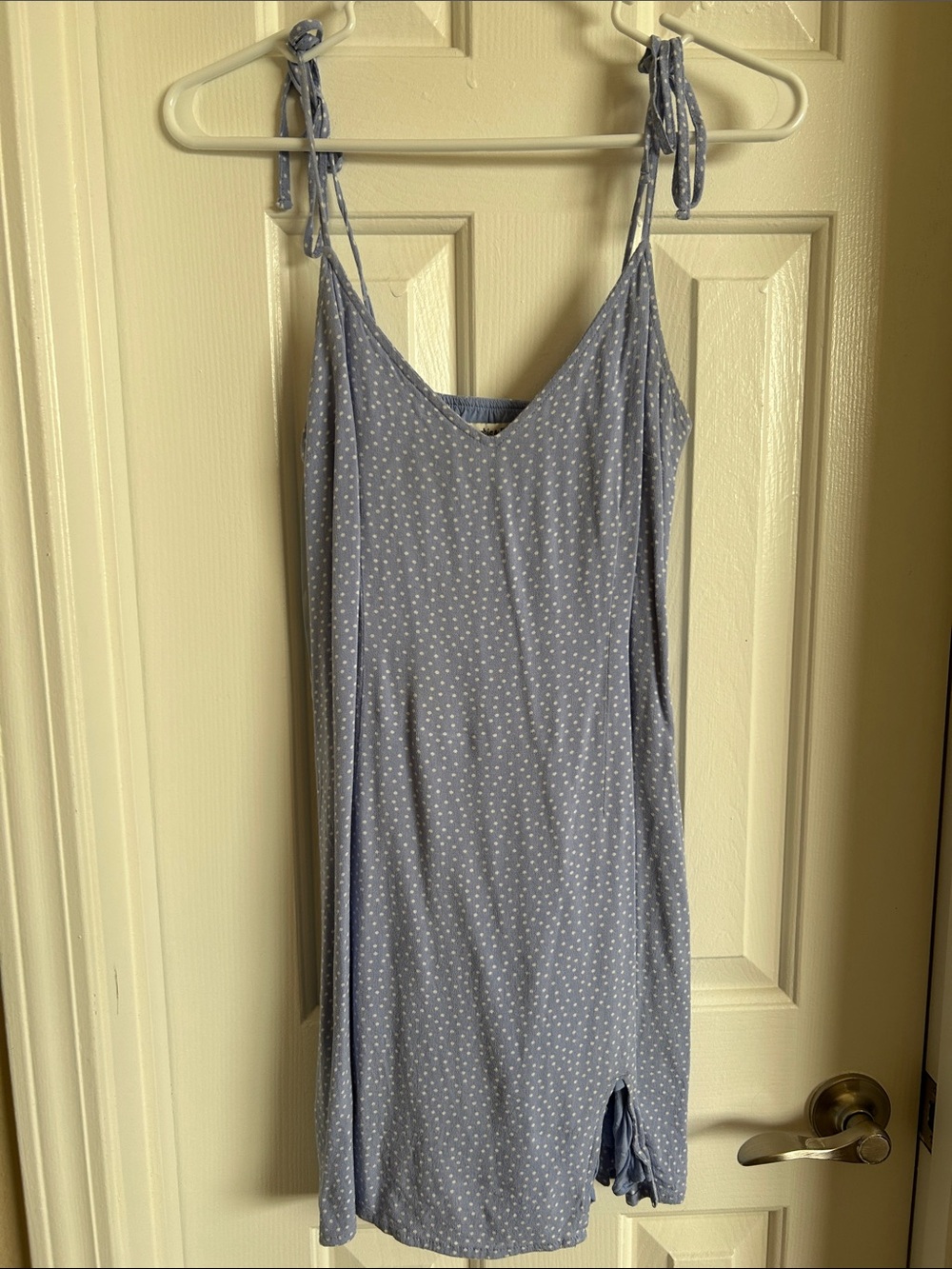Abercrombie and Fitch Light Blue Polka Dot Tie-Strap Sundress